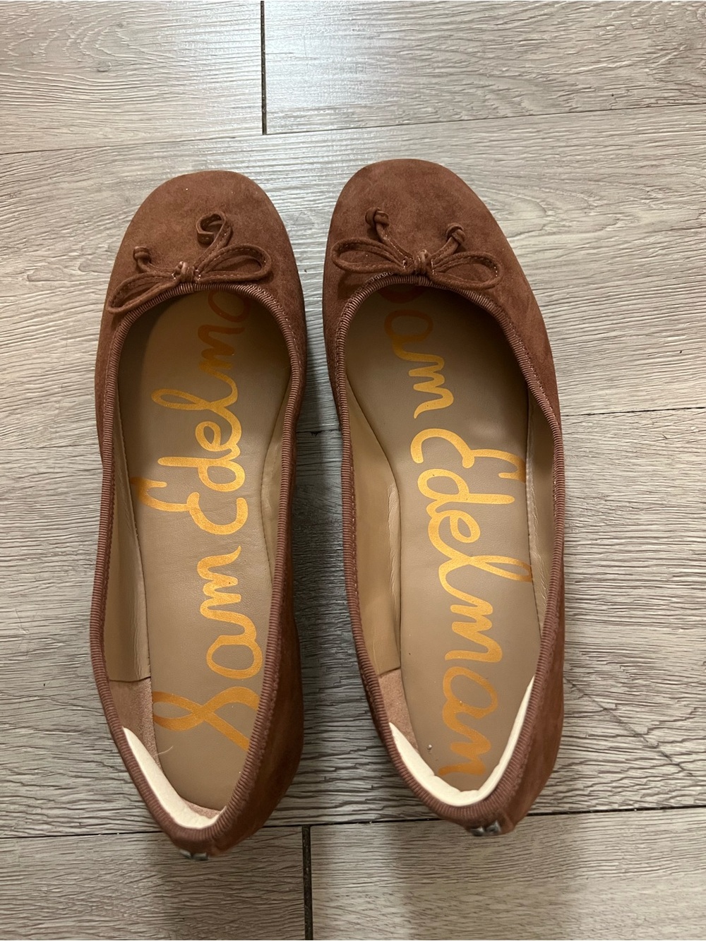 Sam Edelman Rust Brown Suede Ballet Flats with Bow